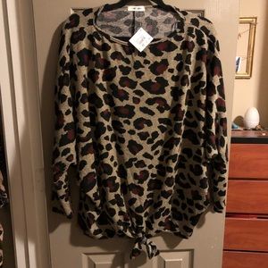 Leopard print long sweater